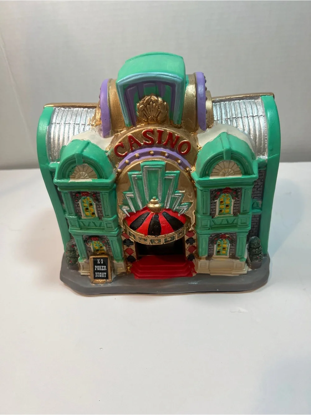Lighted Casino K-9 Poker Night Dogs Christmas Village Decor
